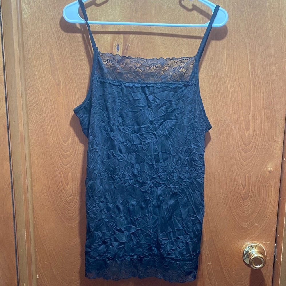 Chic Black Lace 1X Cami Top Dark Romance Coquette